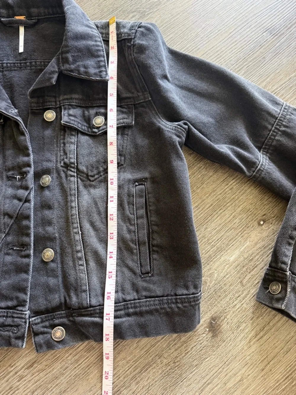 Free People Woman Black Denim Jacket - Button Front - Picture 3 of 7